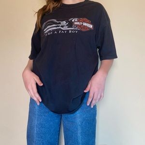 Vintage Harley Davidson oversized tee. Black over sized tee  “ride a fat boy”